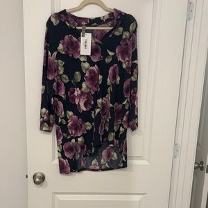 NWT Honeyme Purple Floral Women's Blouse